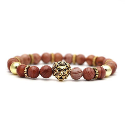 Bracelet Lion avec Perles Bois