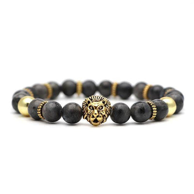 Bracelet Lion avec Perles Noir