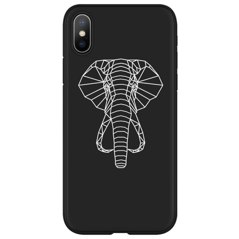 Coque iPhone Animaux <br> Éléphant Fond Noir - Animaux du Monde