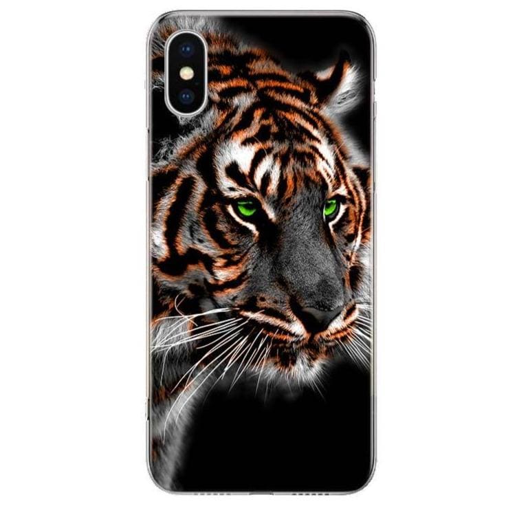Coque iPhone Animaux <br> Tigre aux Yeux Verts - Animaux du Monde