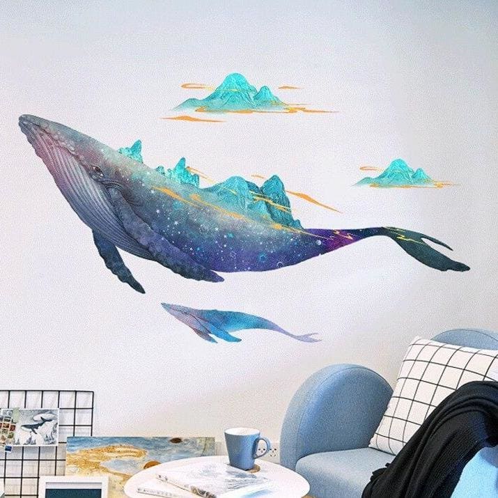 Stickers Muraux Animaux <br> Baleine Montagne - Animaux du Monde