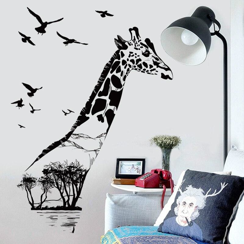 Stickers Muraux Animaux Girafe Noir & Blanc - Stickers 